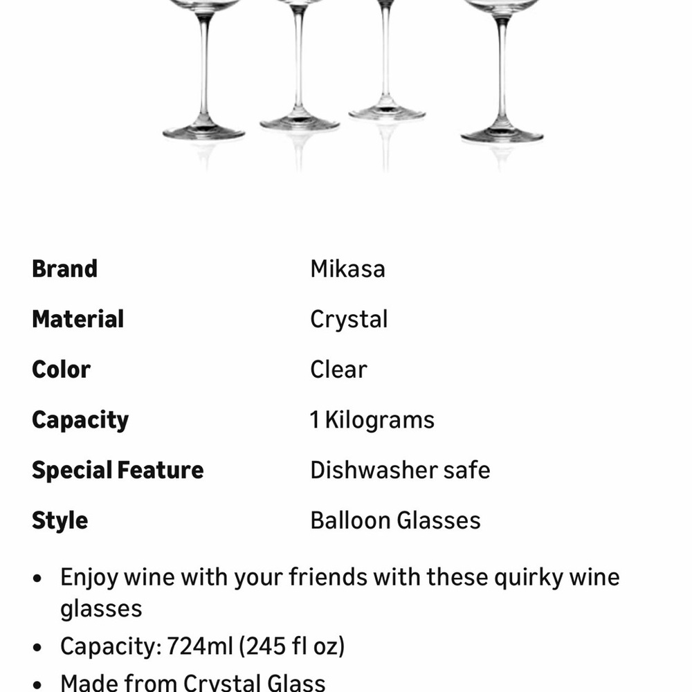 Two Mikasa Gorgeous Balloon Wine Glass Set - Elegant Etched Design - Picture 5 of 9